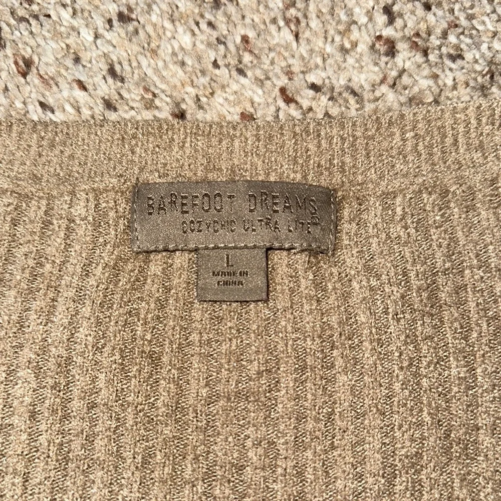 Barefoot Dreams Tan V-Neck Sweater Soft Knit